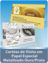 Cartões de Visita em Papel Especial - Metalizado Ouro/Prata